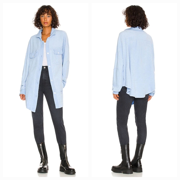 Boys Lie Tops - BOYS LIE Revolve Inside Out Jacket shacket inverse hi low shirt top OSFM blue